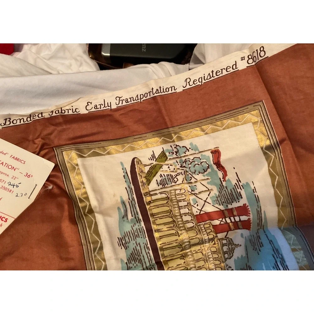 2 WAVERLY DECORATIVE FABRICS 100% COTTON W-59 MAYBELLE BOAT CABLE CAR SAMPLES